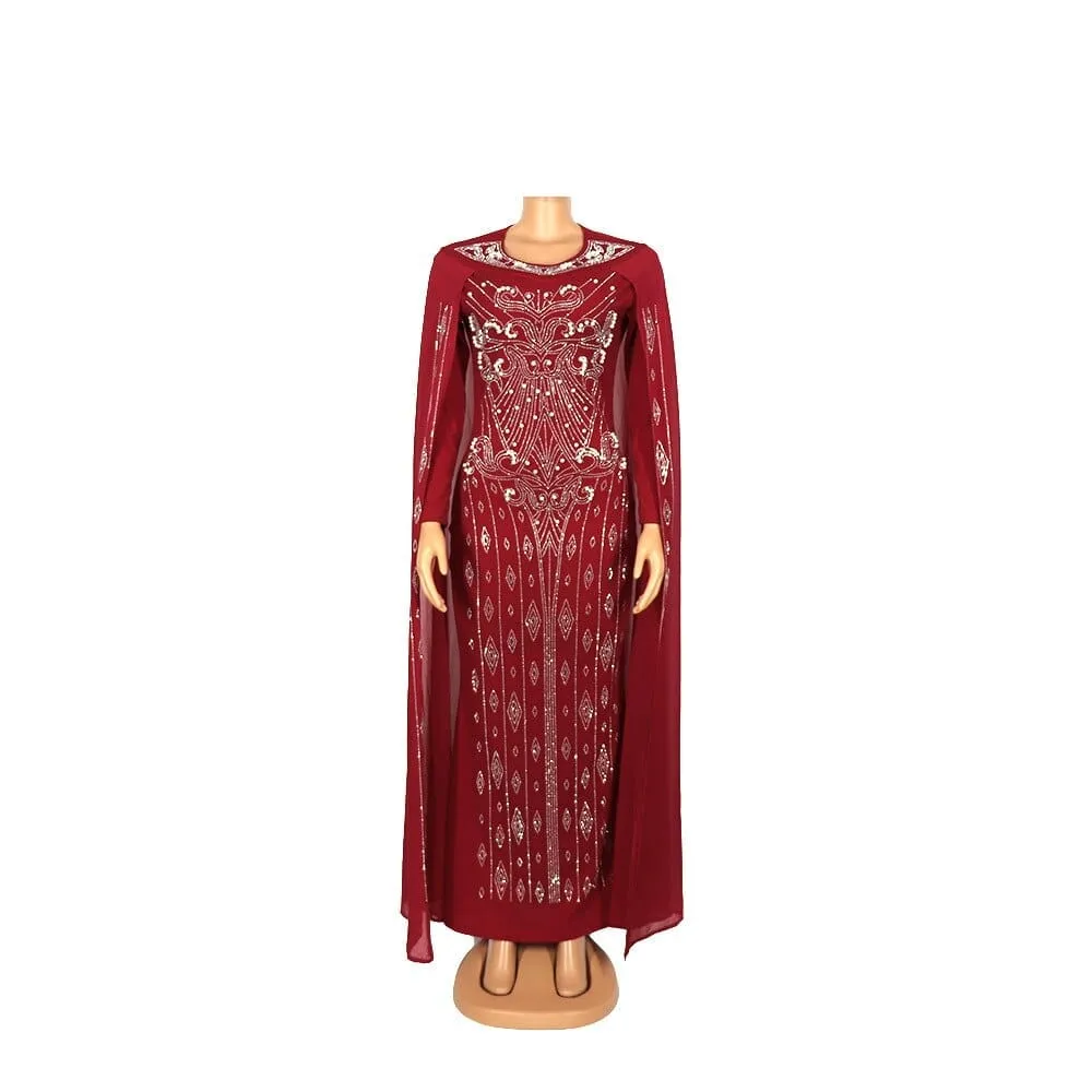 African Fashion Style Pencil Dress  Chiffon Female Long Dress