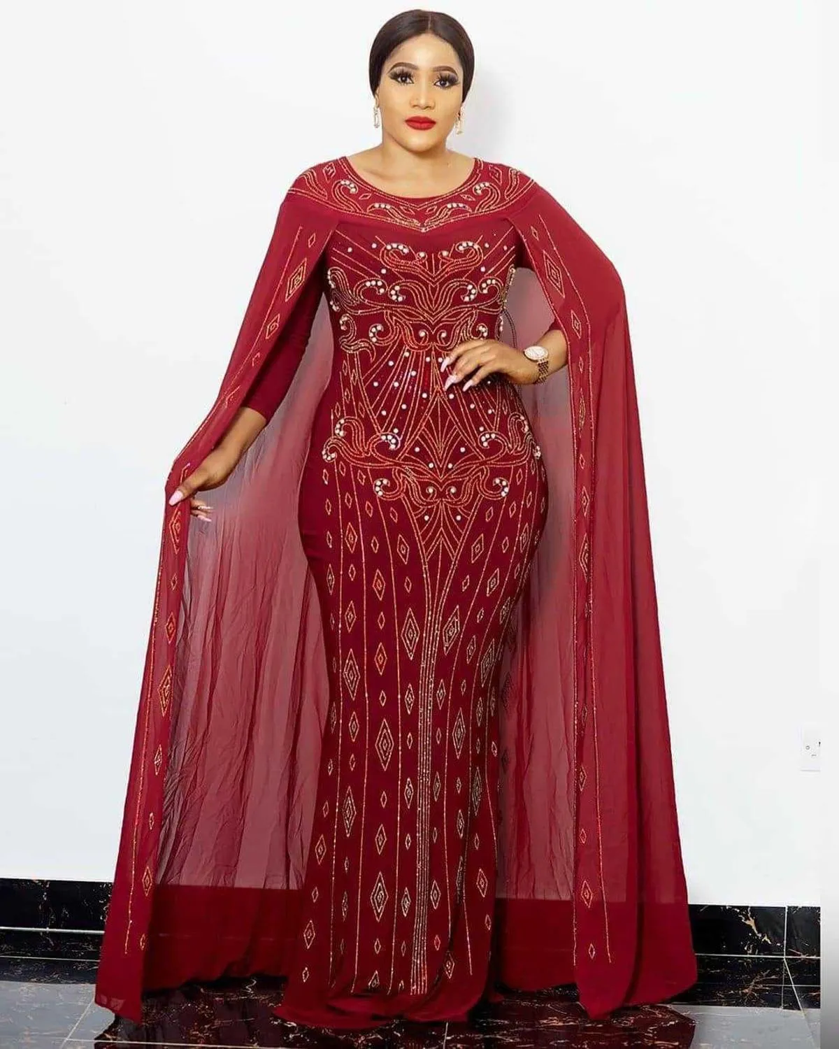 African Fashion Style Pencil Dress  Chiffon Female Long Dress