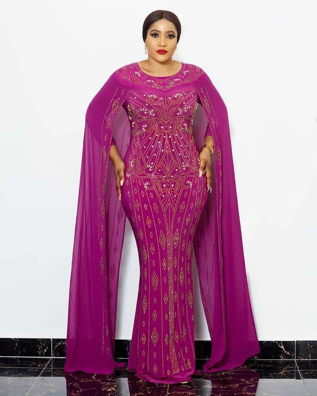 African Fashion Style Pencil Dress  Chiffon Female Long Dress