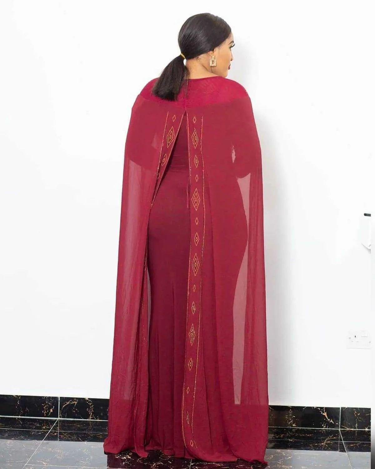 African Fashion Style Pencil Dress  Chiffon Female Long Dress