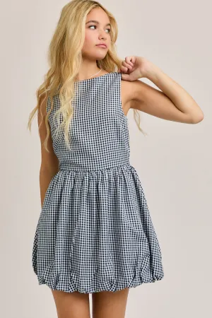 BOAT NECK SLEEVELESS BUBBLE HEM DRESS