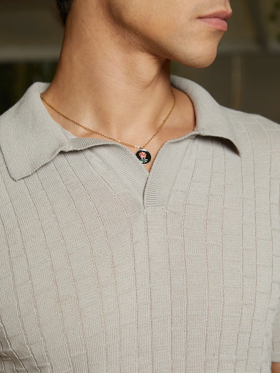 Brick-Textured Polo T-Shirt