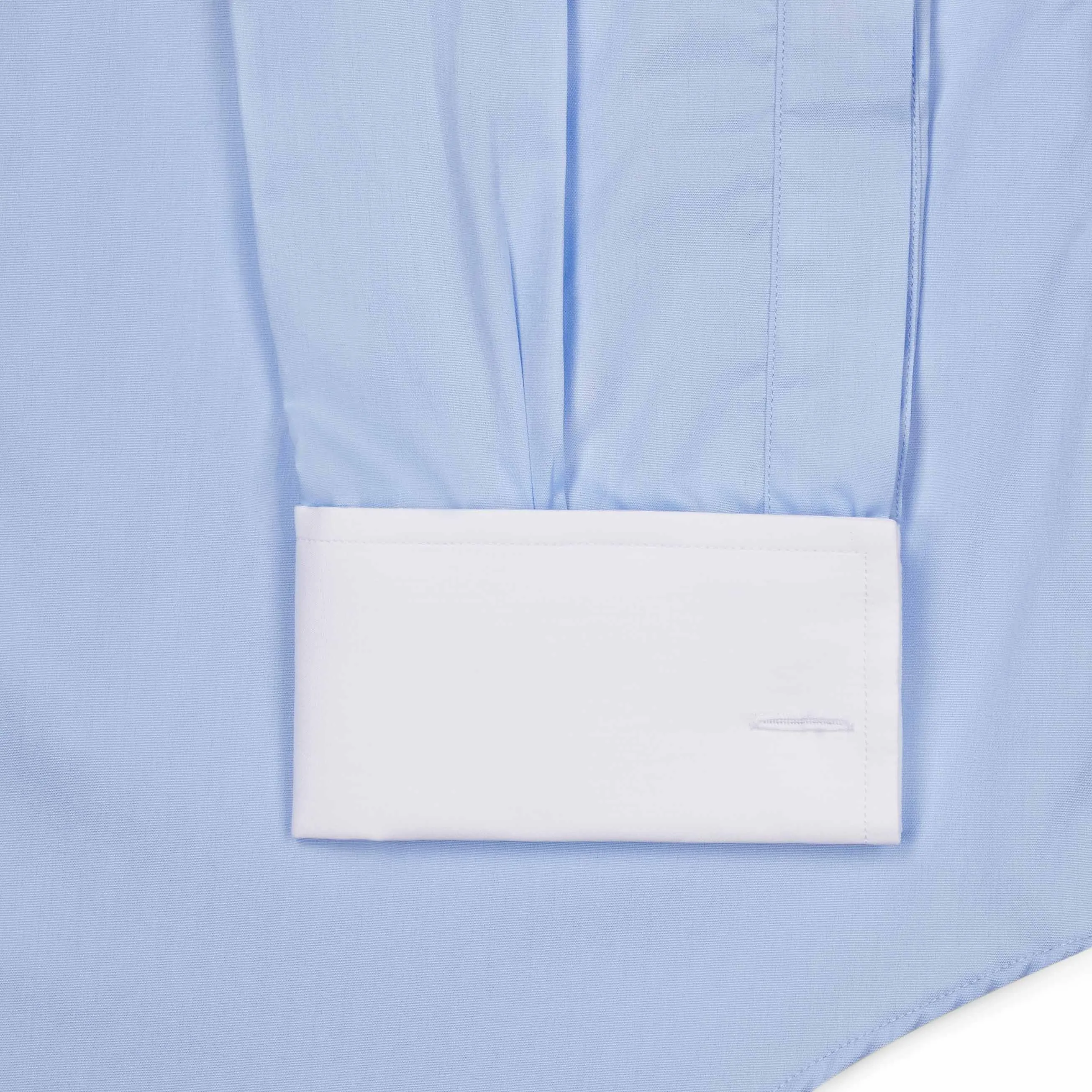 Classic Fit Poplin Shirt in Blue with White Collar and Cuffs