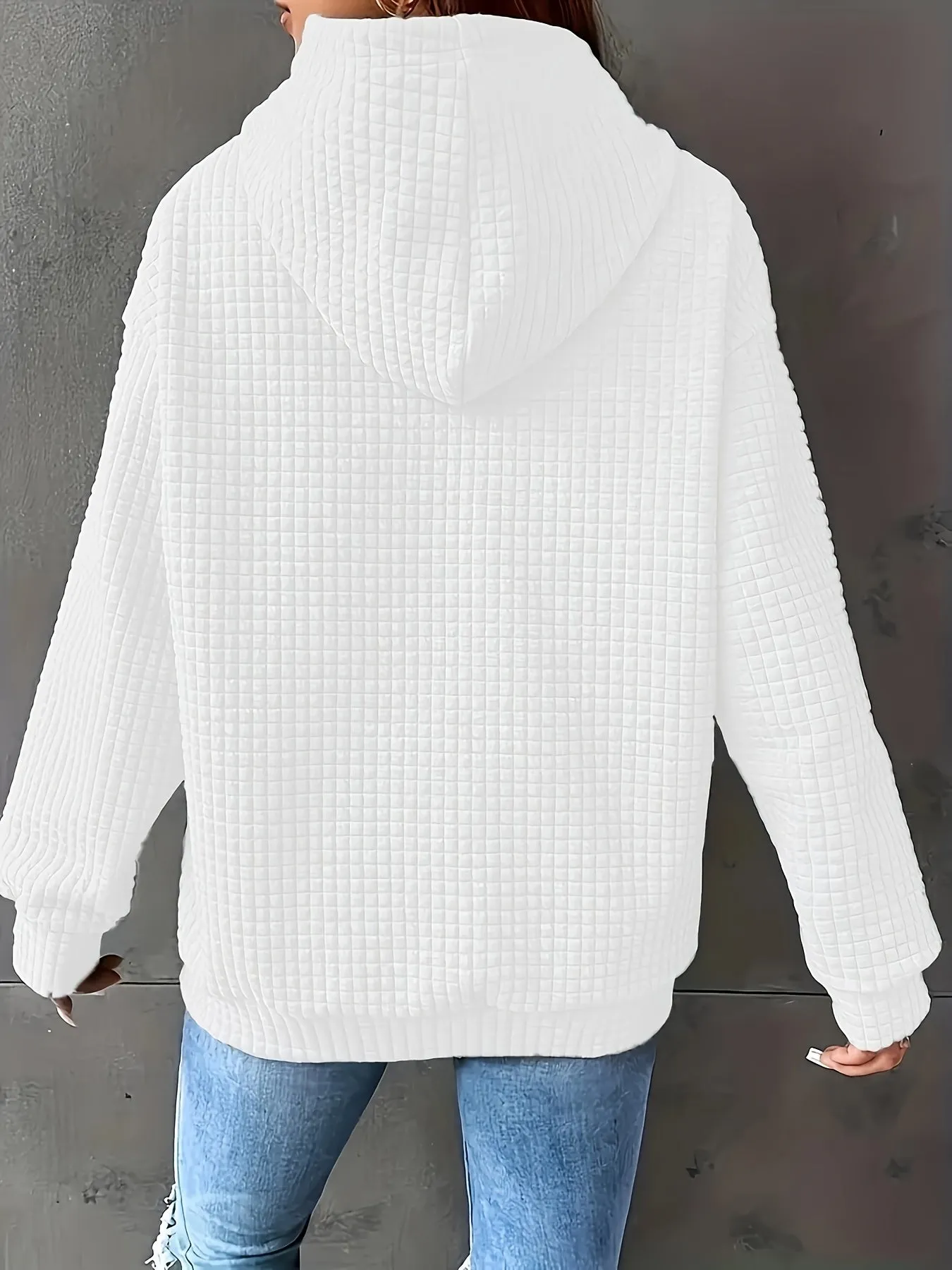 Cozy Waffle Knit Hoodie, Women's Long Sleeve Pullover for Fall/Winter.