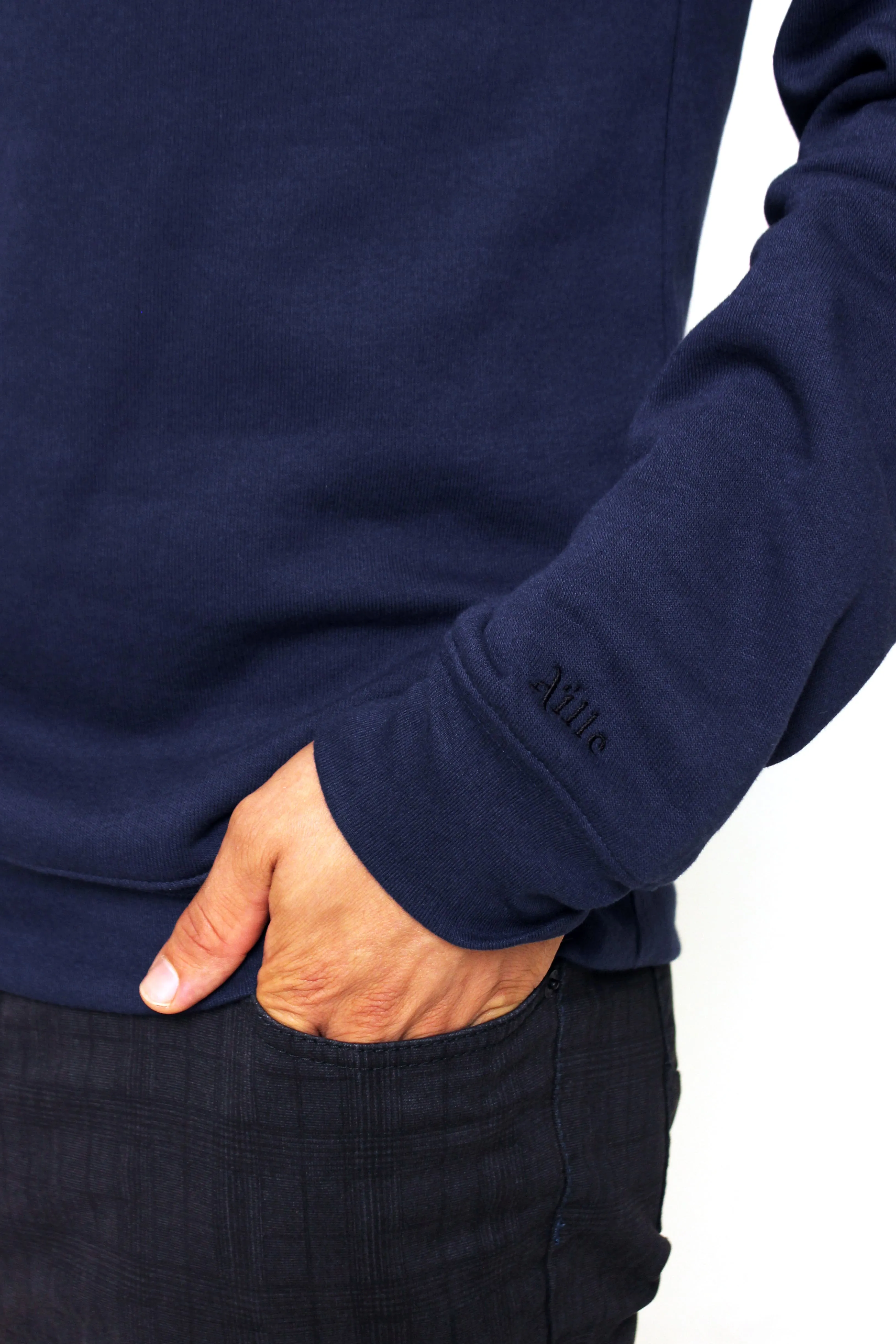 Crewneck Braille Sweater: Navy Blue