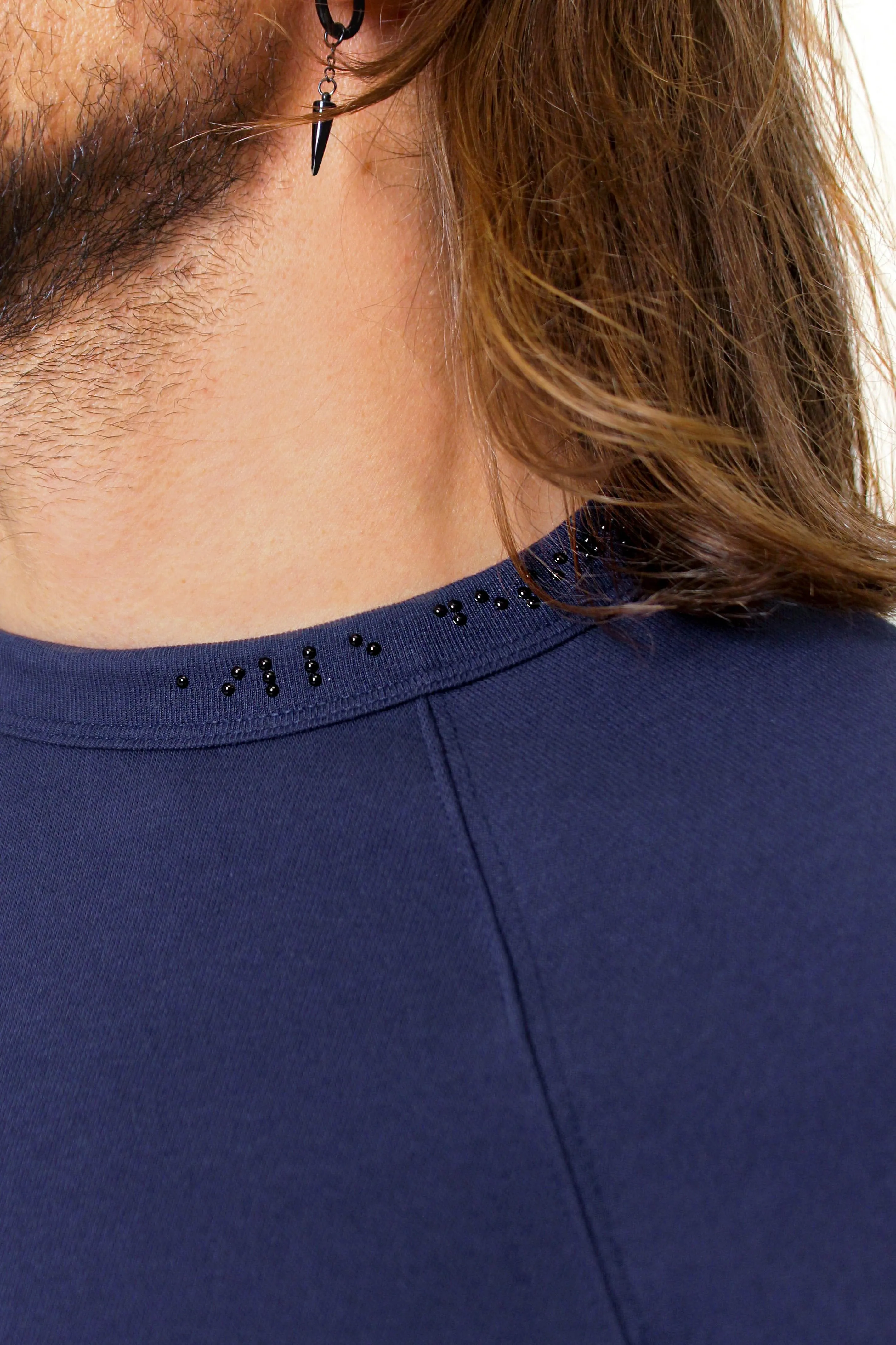 Crewneck Braille Sweater: Navy Blue