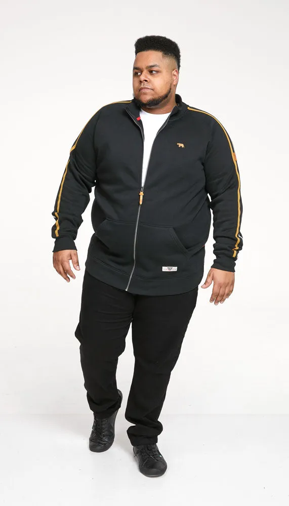 D555 Black Full Zip Striped Sweatshirt Jacket S-8XL