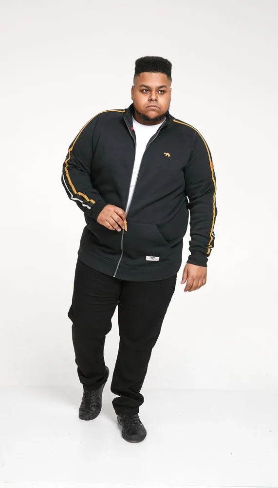 D555 Black Full Zip Striped Sweatshirt Jacket S-8XL