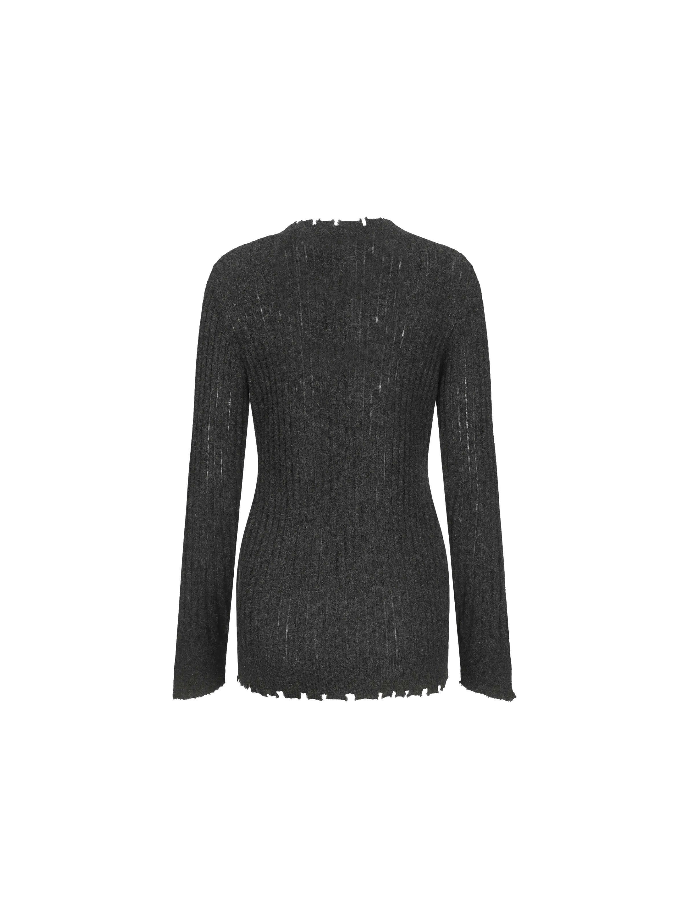 Dark Gray Knitted Raw Edge Cardigan