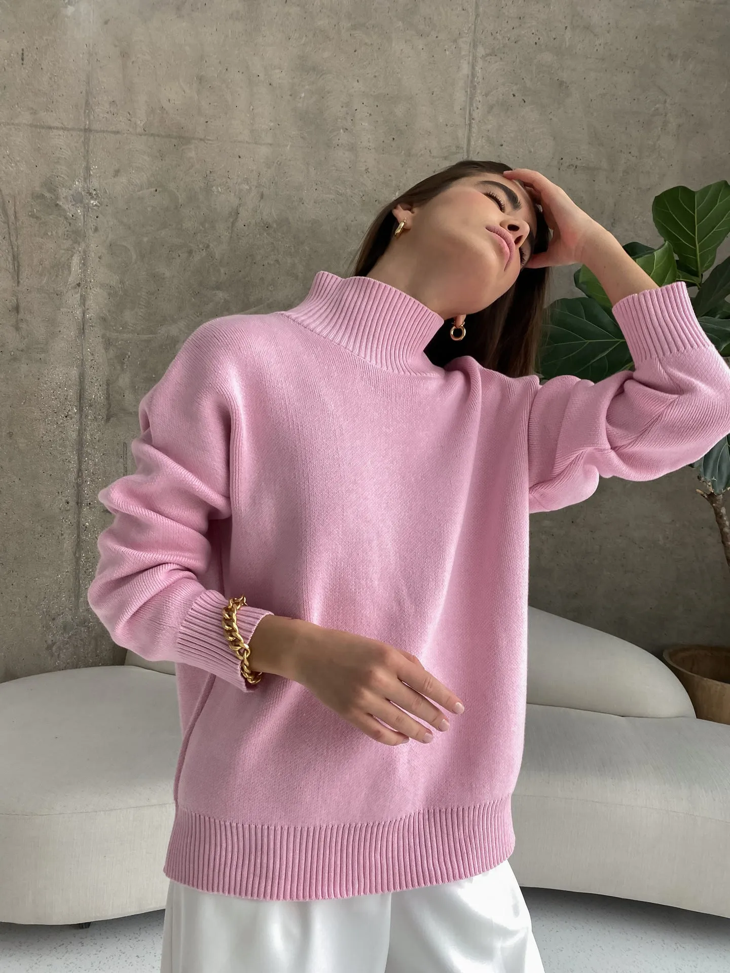 Dawn Women Turtleneck Oversized Casual Sweater