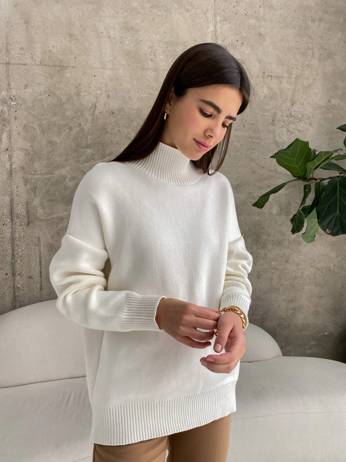 Dawn Women Turtleneck Oversized Casual Sweater
