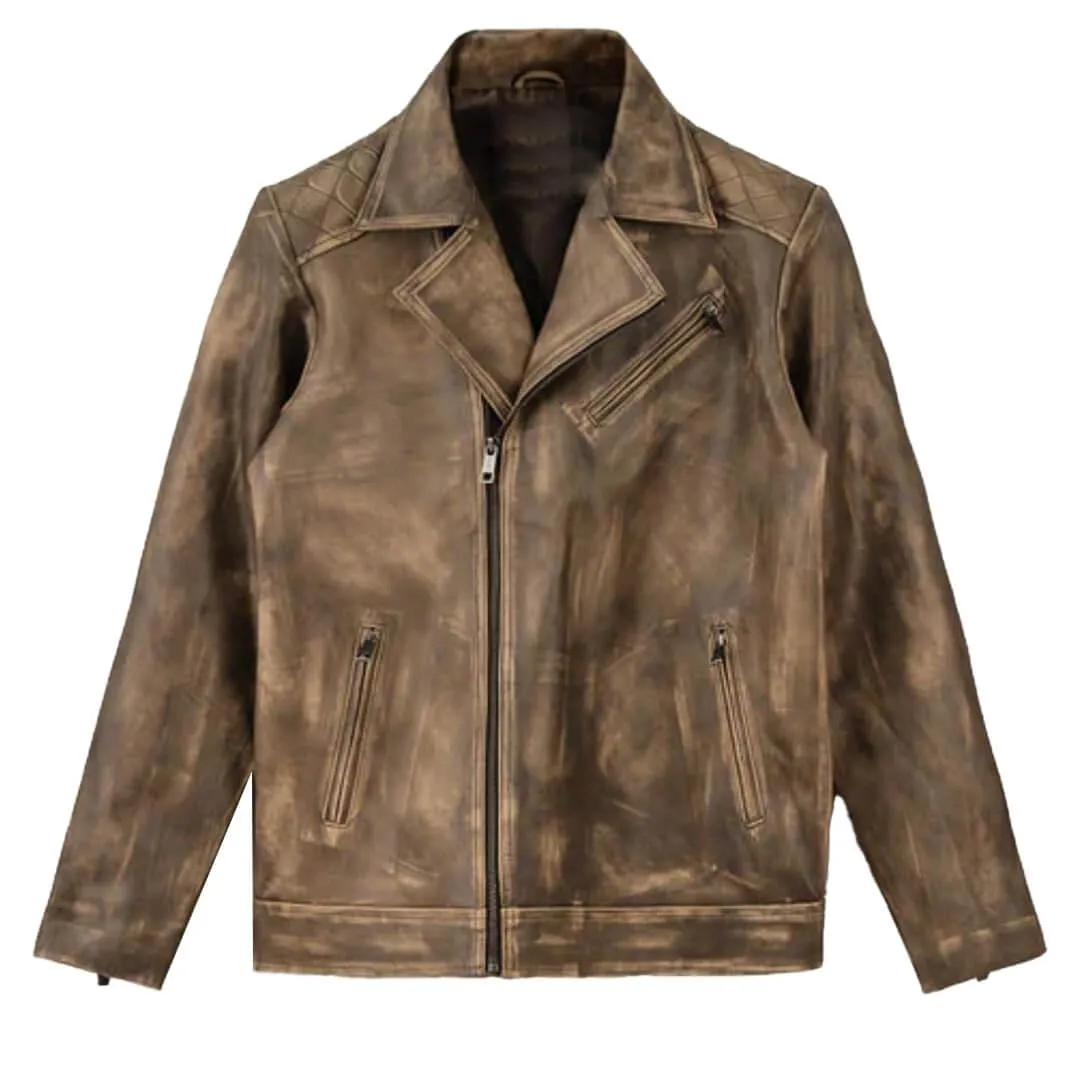 Distressed Biker Leather Jacket