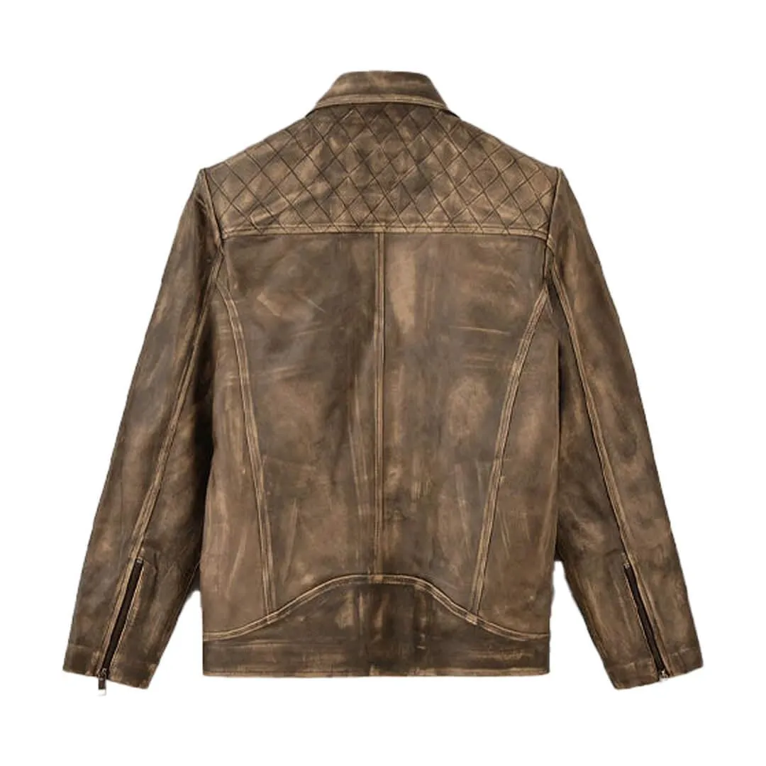Distressed Biker Leather Jacket