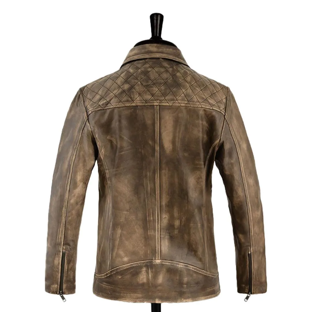 Distressed Biker Leather Jacket