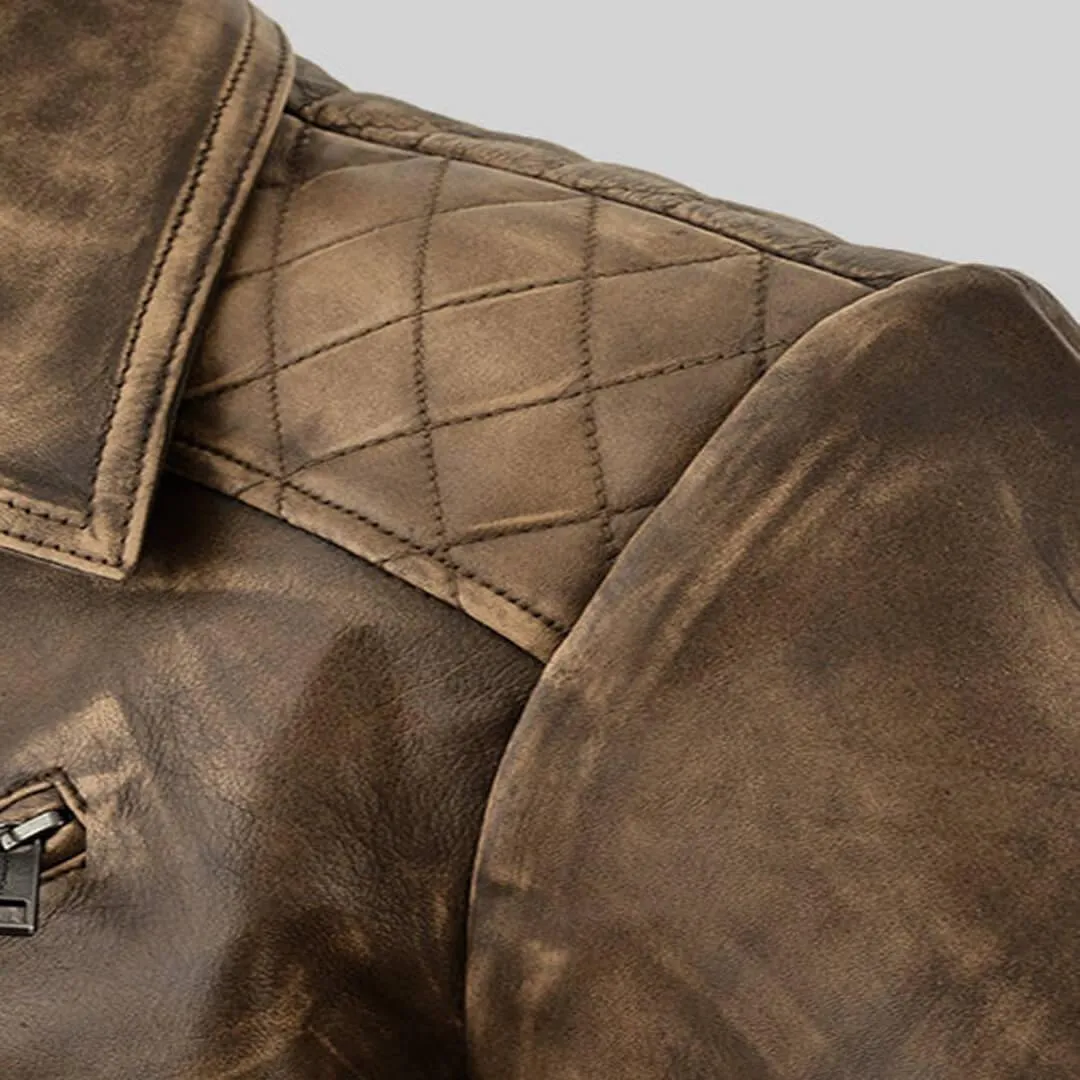 Distressed Biker Leather Jacket