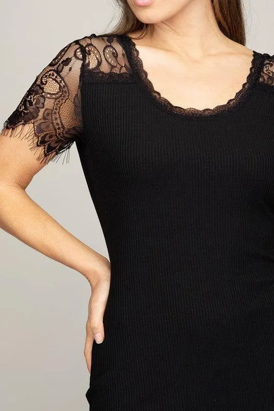 Feminine Delight | Lace Trim Dress