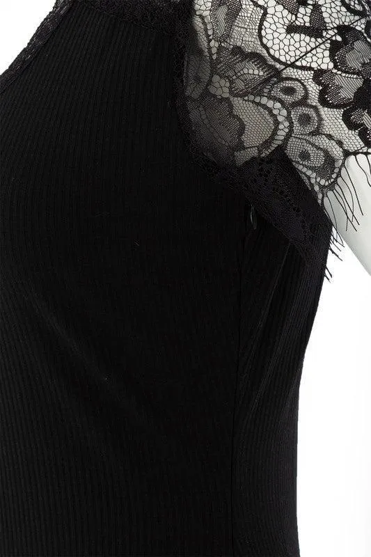 Feminine Delight | Lace Trim Dress