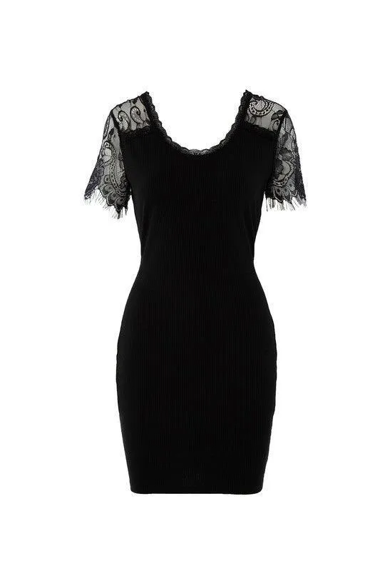 Feminine Delight | Lace Trim Dress