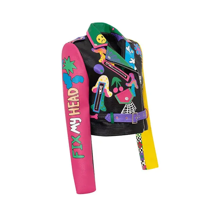 Fix My Head Motorcycle PU Leather Jacket