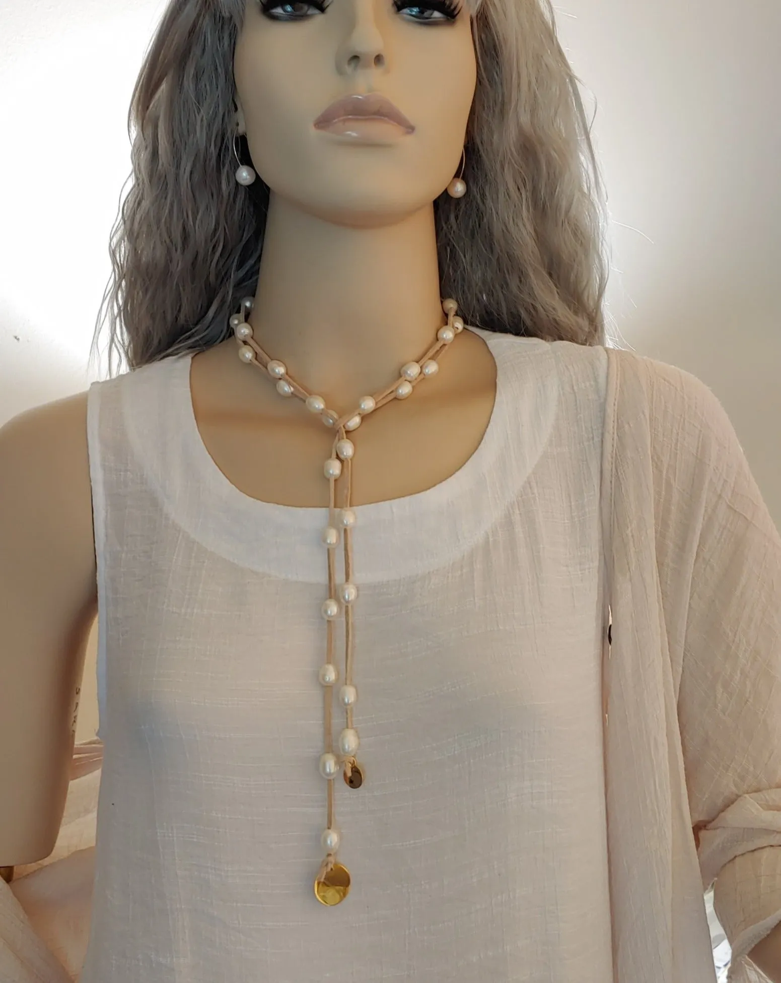 Freshwater Pearl Earrings on Wishbone Wire