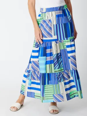 Geo Brights Cotton Skirt - 30138 Blue Multi