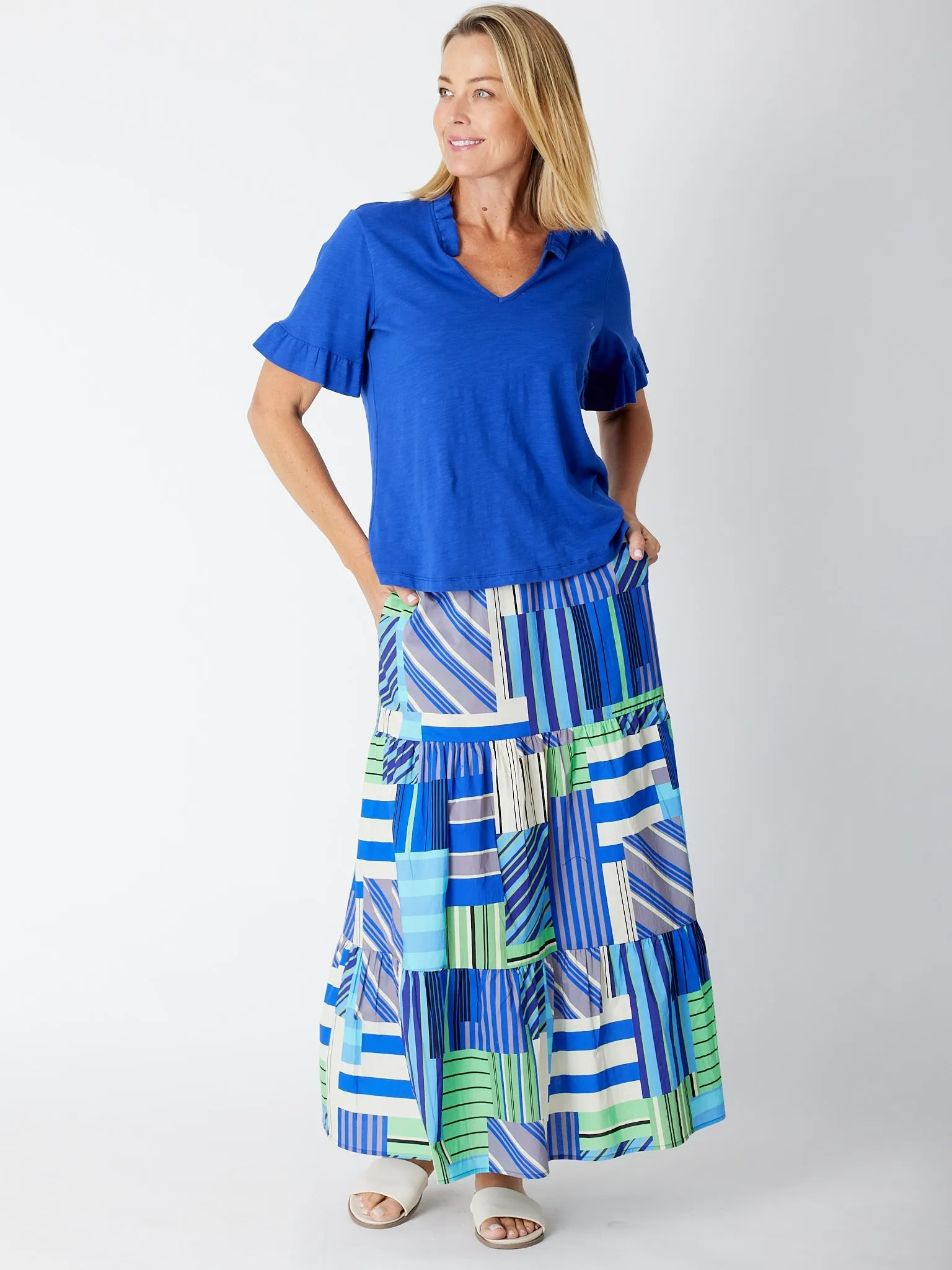 Geo Brights Cotton Skirt - 30138 Blue Multi