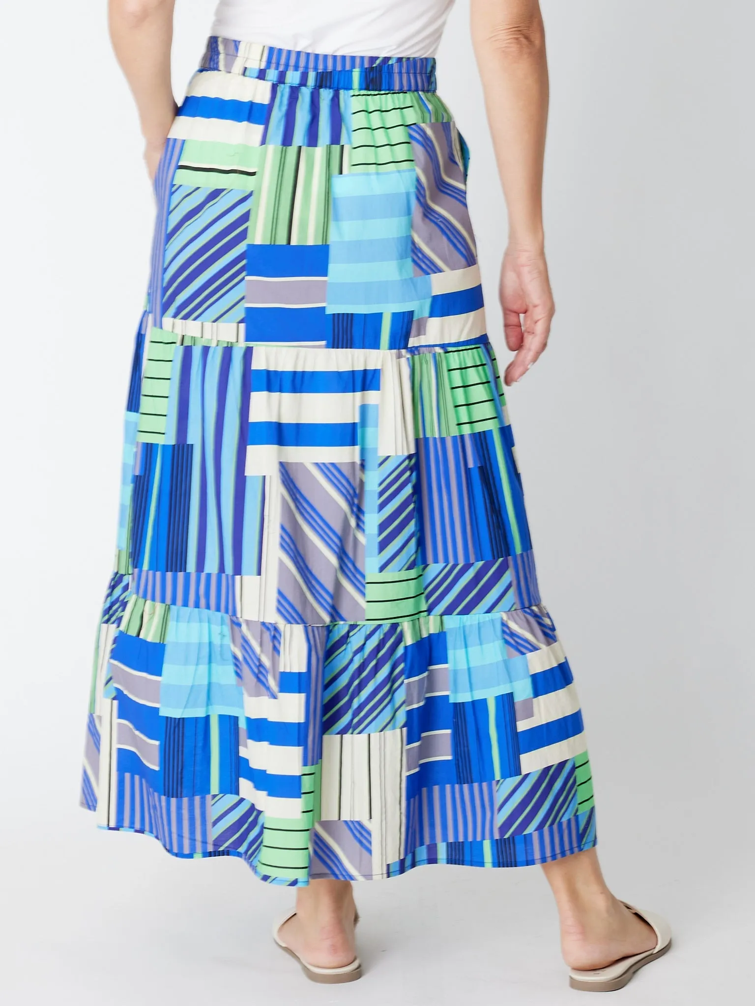 Geo Brights Cotton Skirt - 30138 Blue Multi