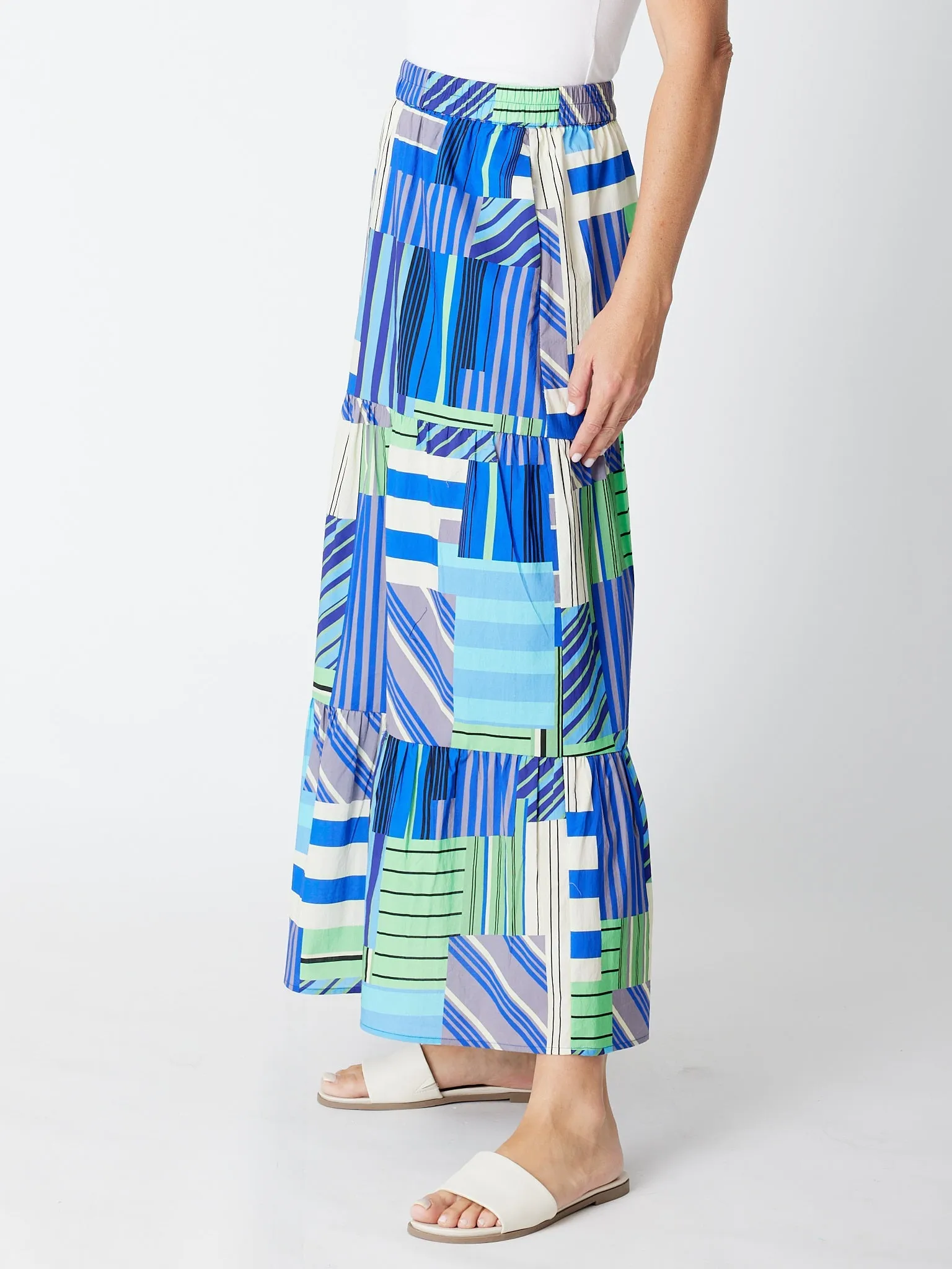 Geo Brights Cotton Skirt - 30138 Blue Multi