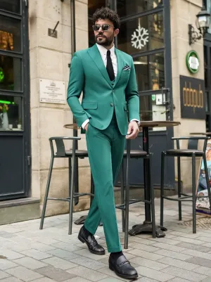 Green Modern-Fit Suit 3-Piece