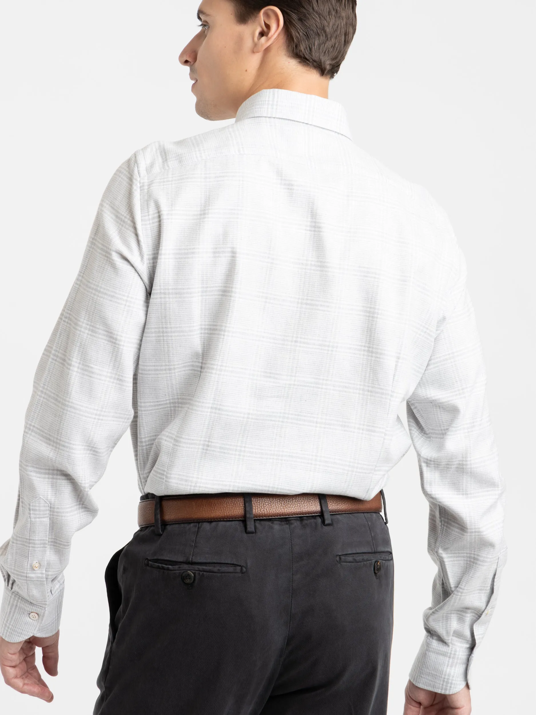 Grey Cotton-Blend Modern Fit Dress Shirt