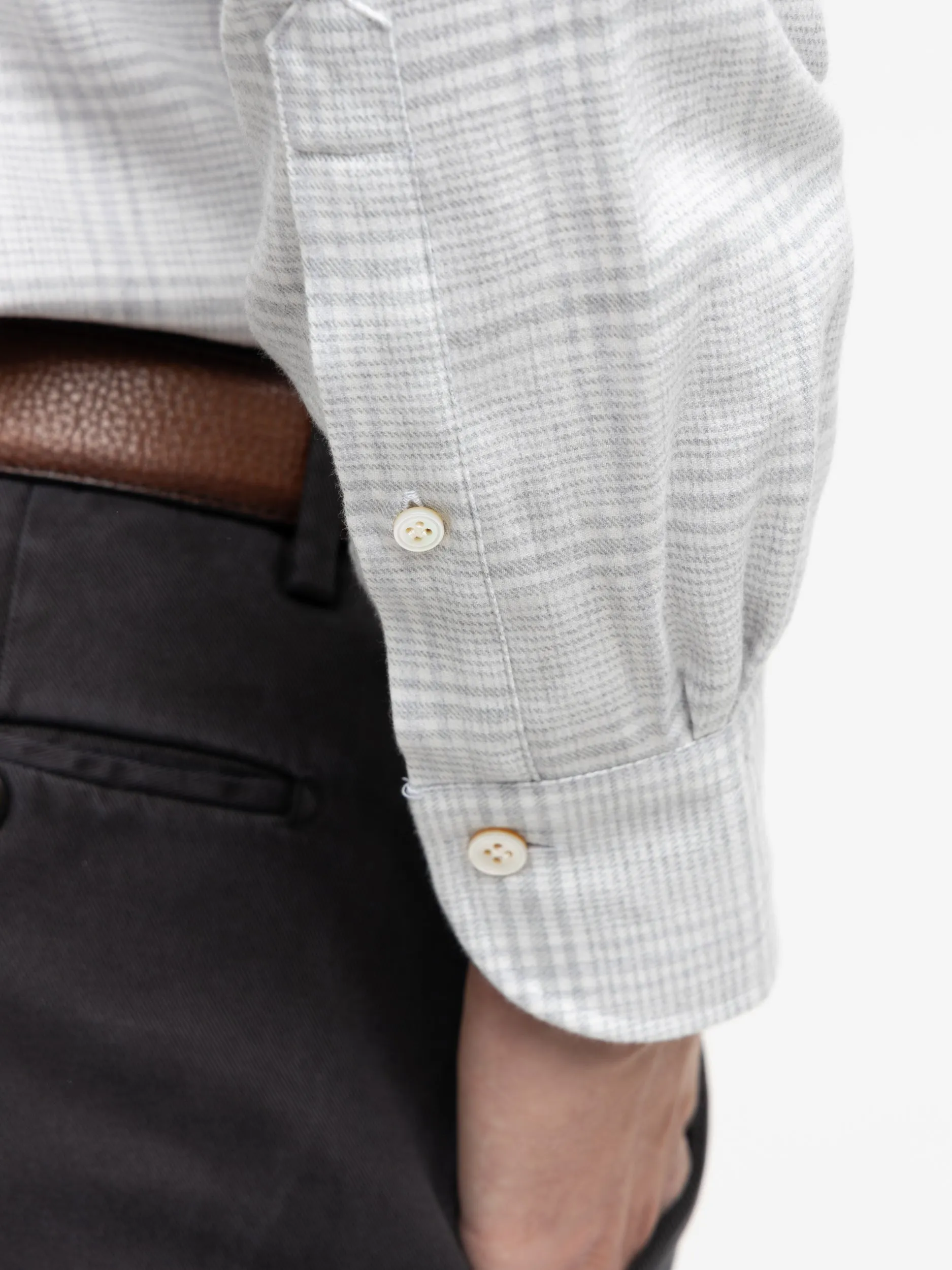 Grey Cotton-Blend Modern Fit Dress Shirt