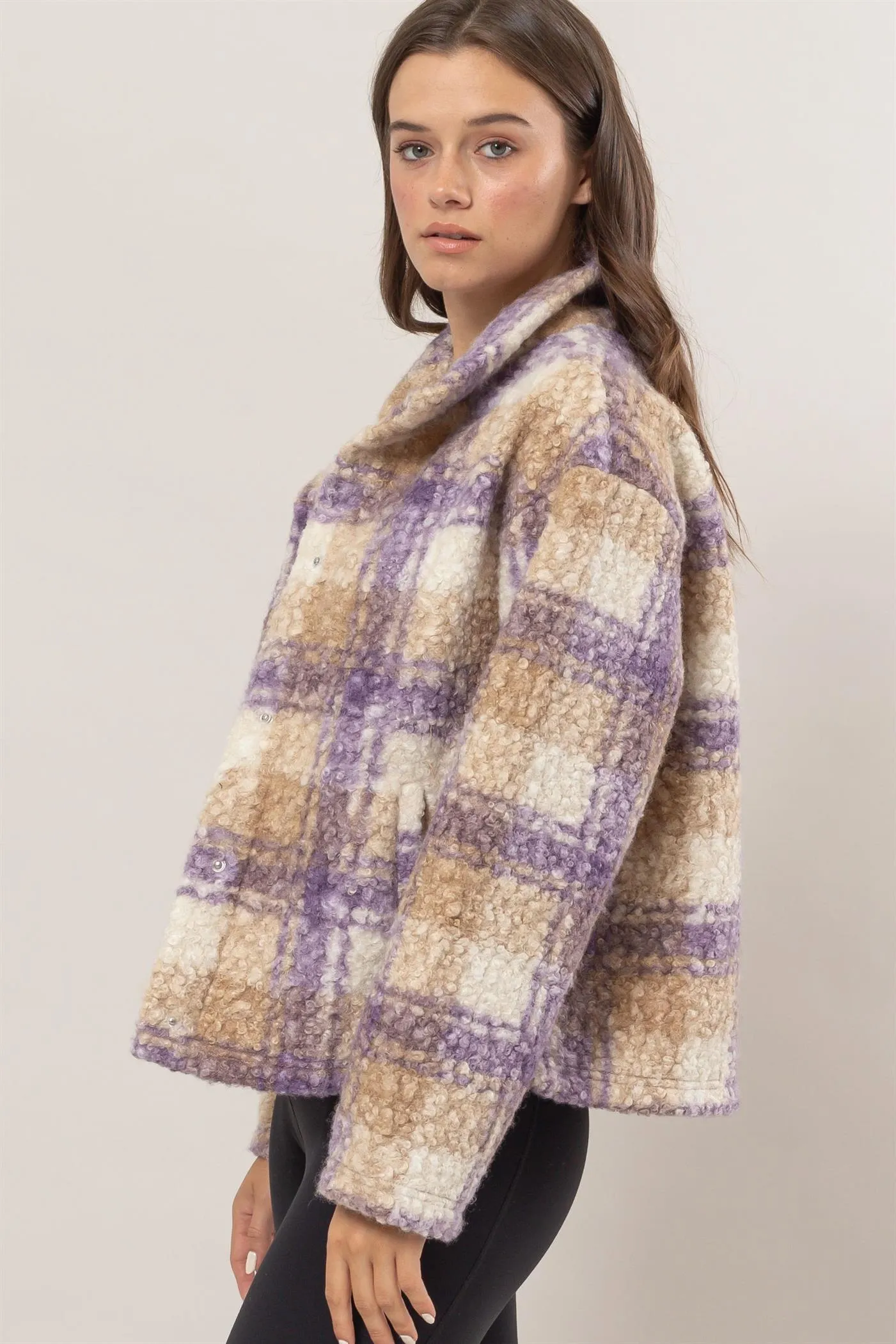 HF24F882-Plaid Boucle Jacket
