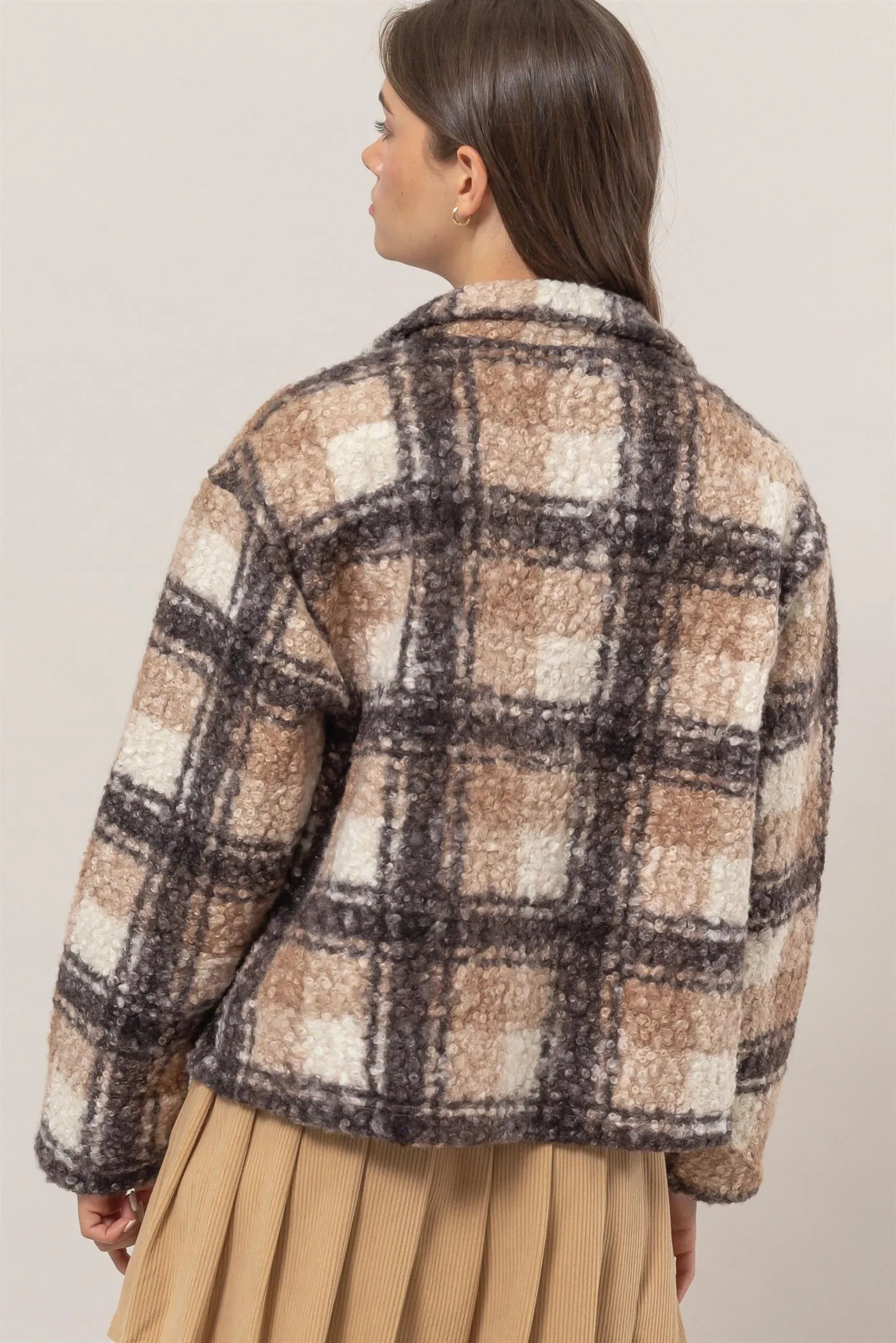 HF24F882-Plaid Boucle Jacket