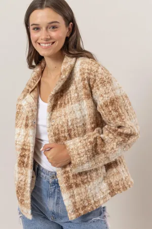 HF24F882-Plaid Boucle Jacket
