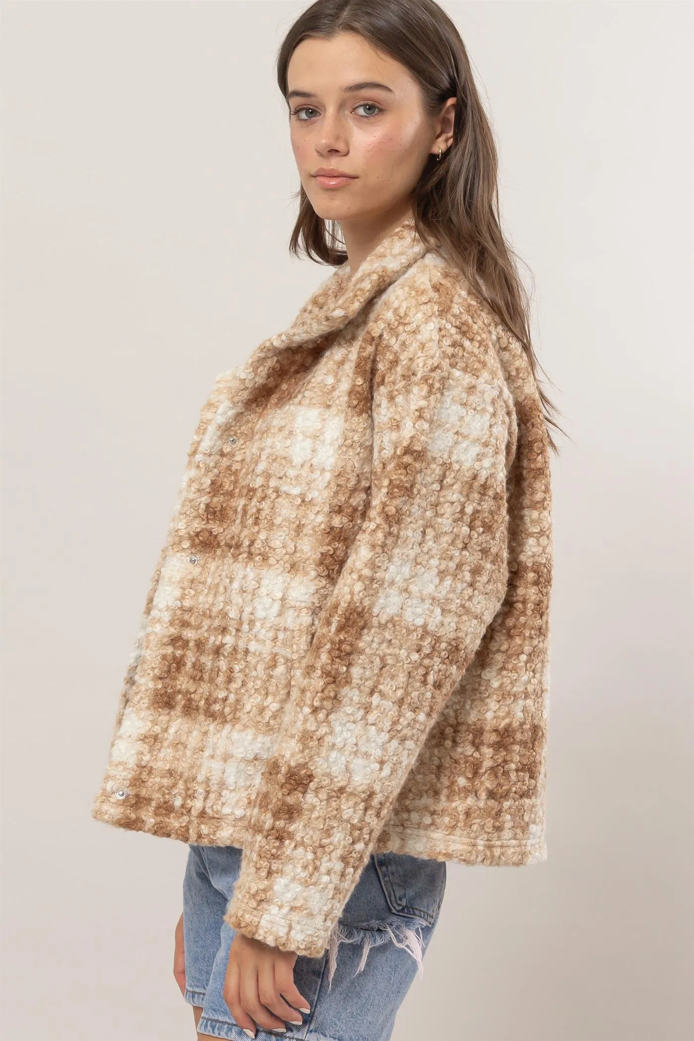 HF24F882-Plaid Boucle Jacket