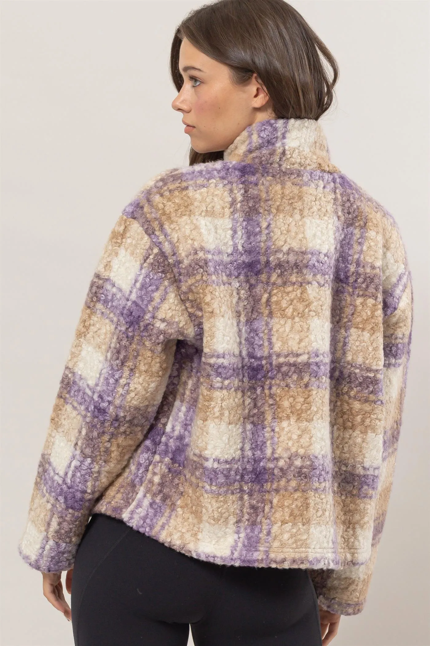 HF24F882-Plaid Boucle Jacket