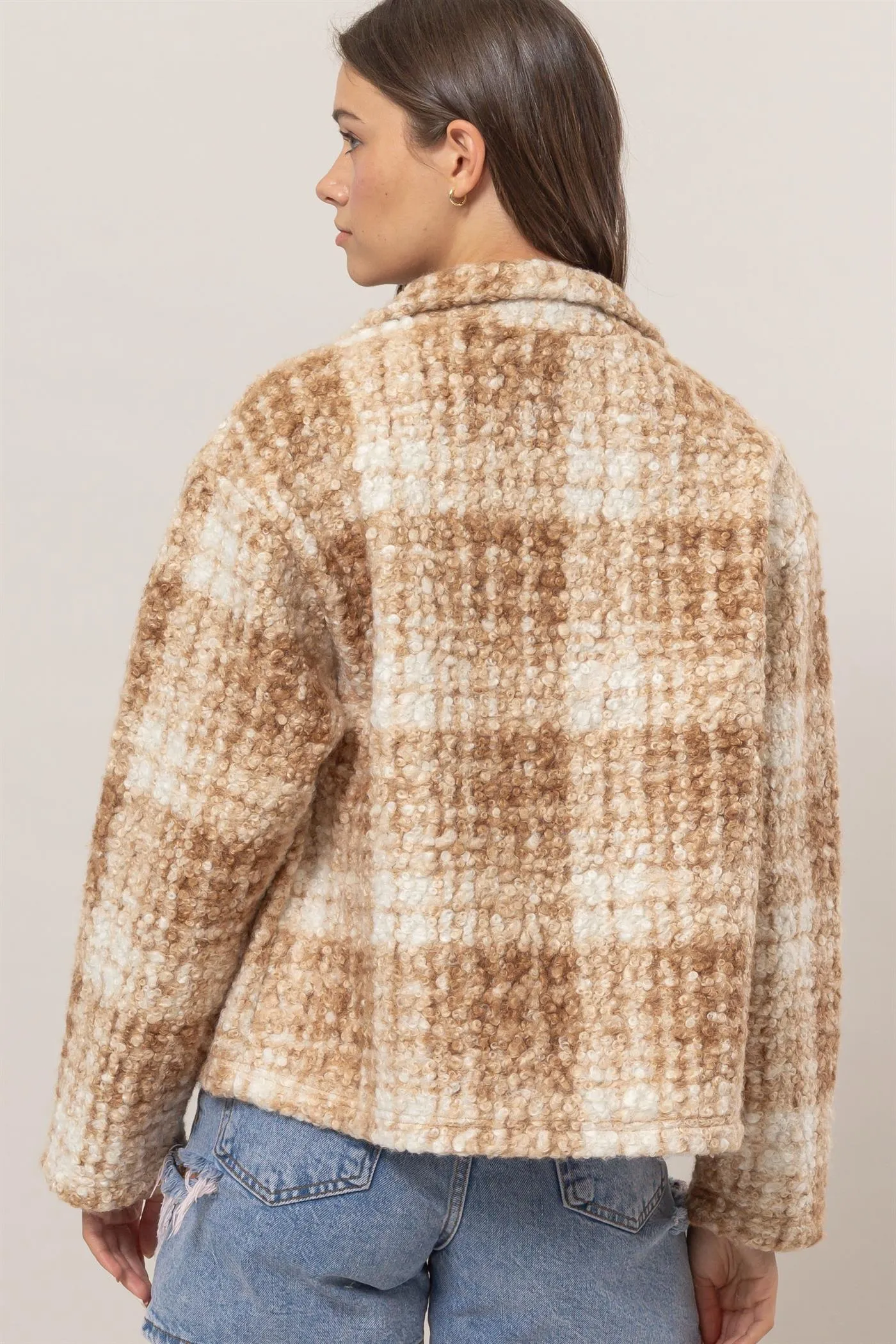 HF24F882-Plaid Boucle Jacket
