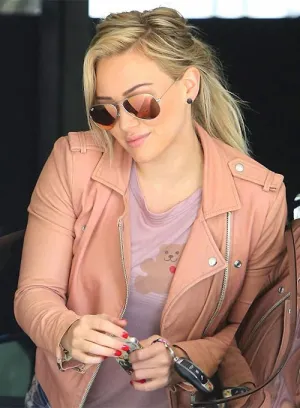 HILARY DUFF LEATHER JACKET | WOMEN CELEBRITY JACKET BY TJS