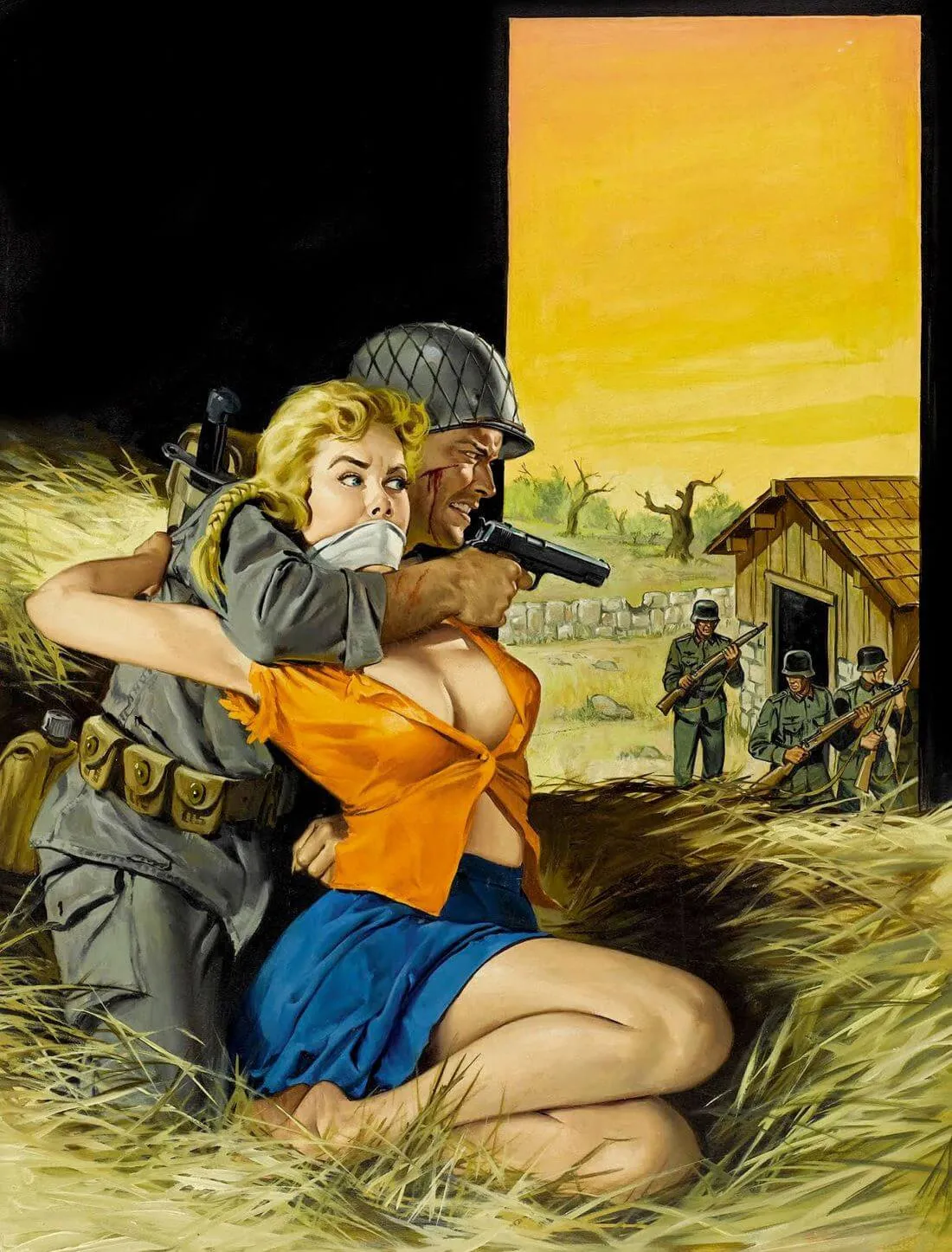 Incredible Escape from the Nazi Nightmare - Pulp Magazine Art Cover - Wil Hulsey Painting - Framed Prints