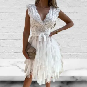 Infinite Beauty Lace Tulle Midi Dress