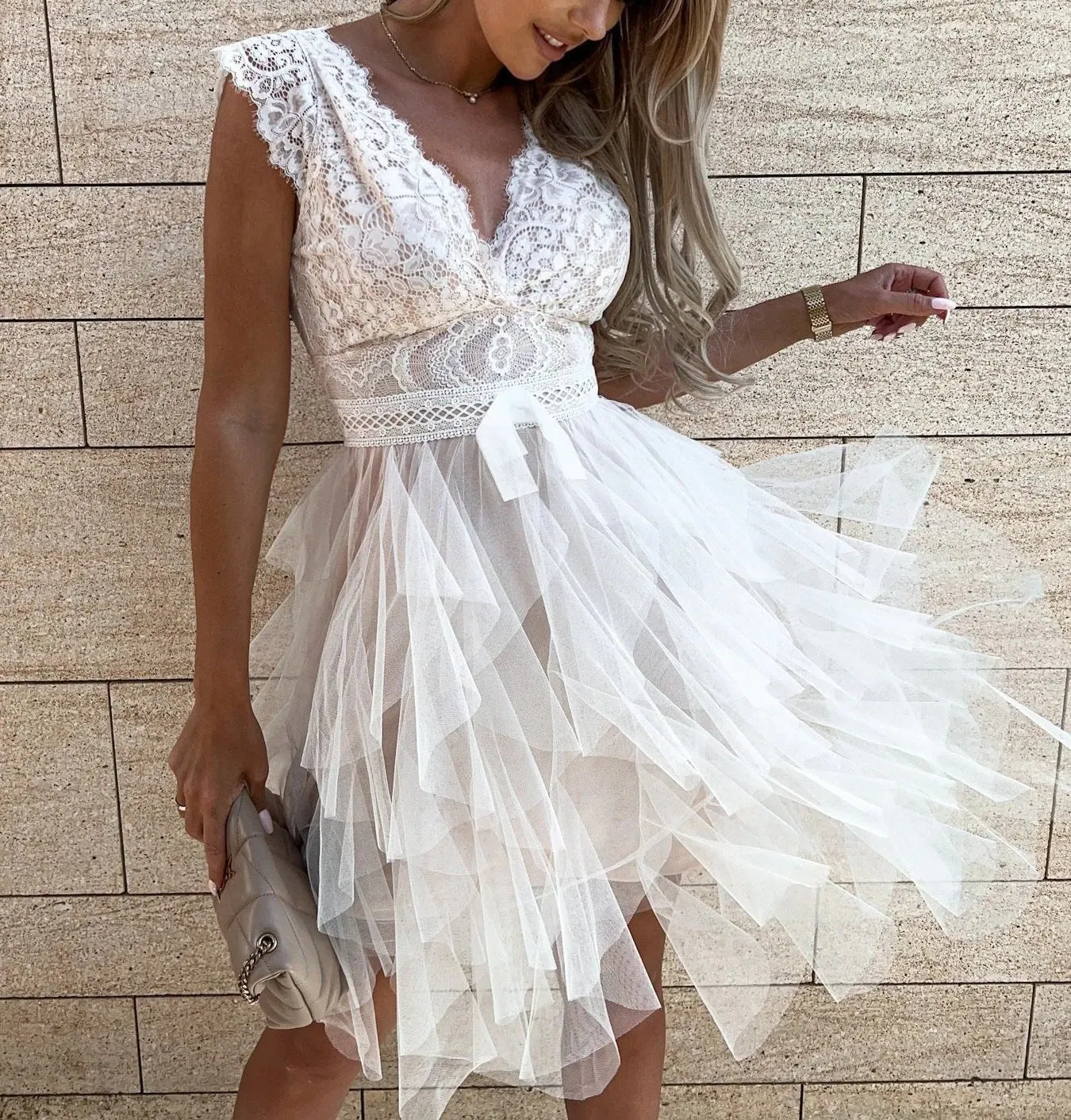 Infinite Beauty Lace Tulle Midi Dress