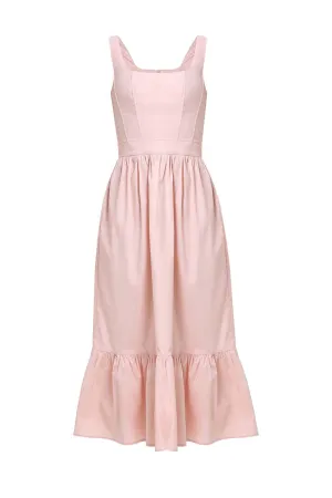 Jane Beige Cotton Midi Dress