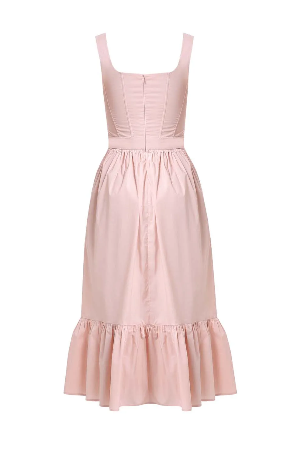 Jane Beige Cotton Midi Dress