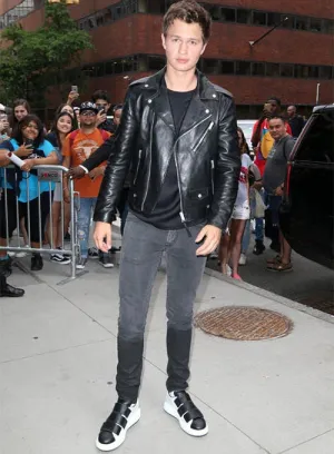 LEATHER JACKET WORN BY ANSEL ELGORT | ANSEL ELGORT LEATHER JACKET