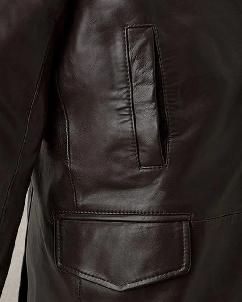 LEATHER TRENCH COAT WORN BY AARON ECKHART IN LOVE HAPPENS | AARON ECKHART LEATHER TRENCH COAT