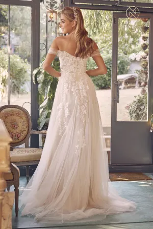 MAXI OFF THE SHOULDER SLEEVELESS A-LINE WEDDING DRESS WITH ZIPPER BACK