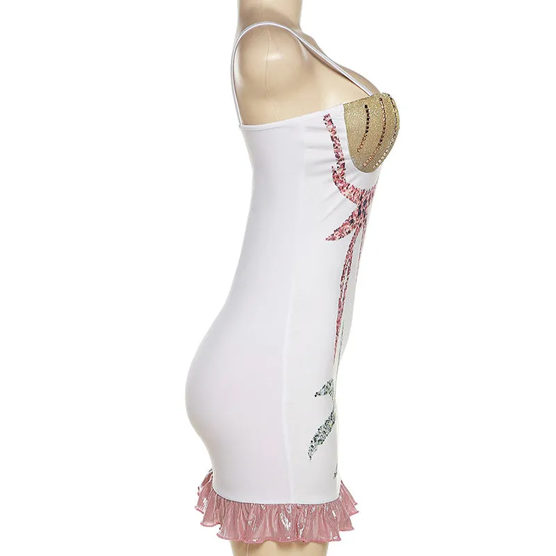 MB FASHION Sequin Starfish Bodycon Dress with Bustier Top 6294AT