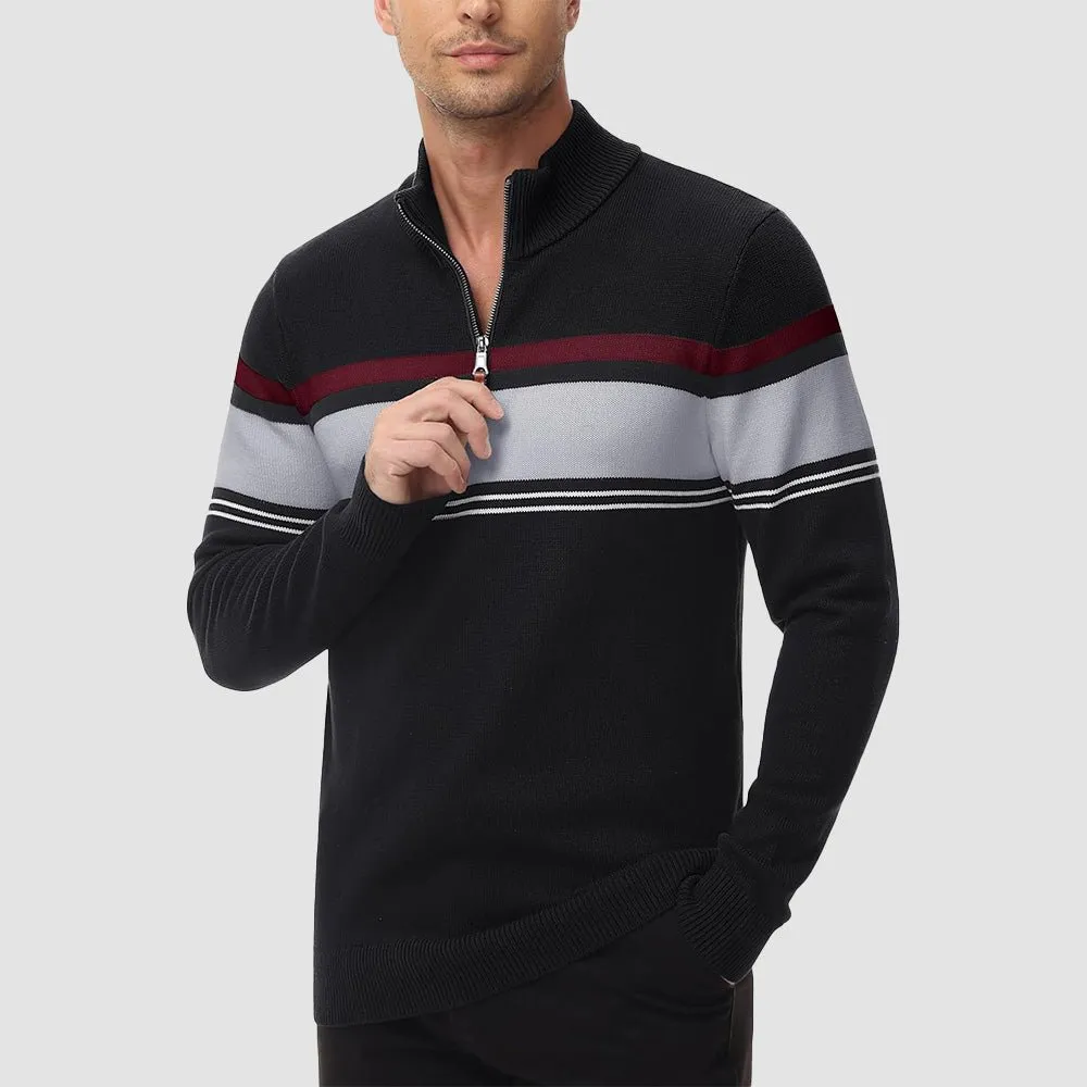 Men's Half Zipper Pullover Sweater Slim Fit Knitted Sweatshirt