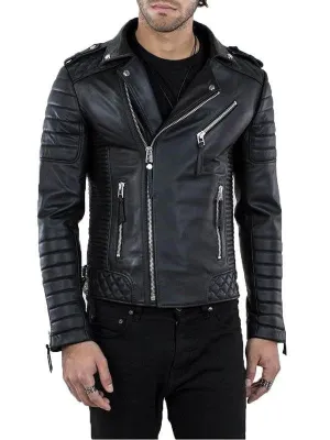 Men's Lambskin Leather Moto Jacket: Urban Edge By TJS