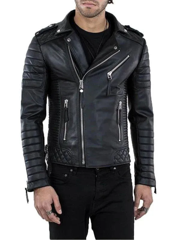 Men's Lambskin Leather Moto Jacket: Urban Edge By TJS